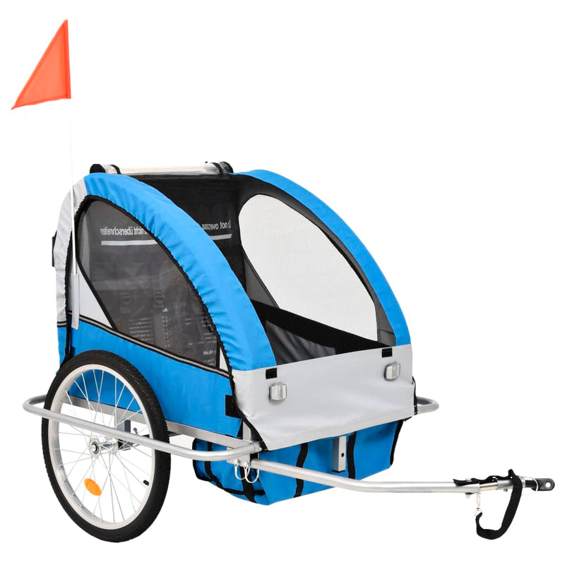 Vidaxl Bicycle Trailer e Pram 2 in 1 blu e grigio