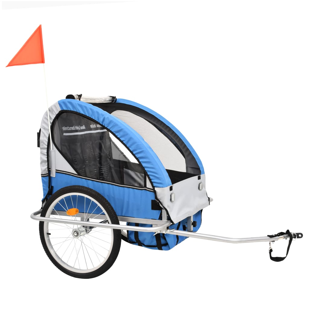 Vidaxl Bicycle Trailer e Pram 2 in 1 blu e grigio