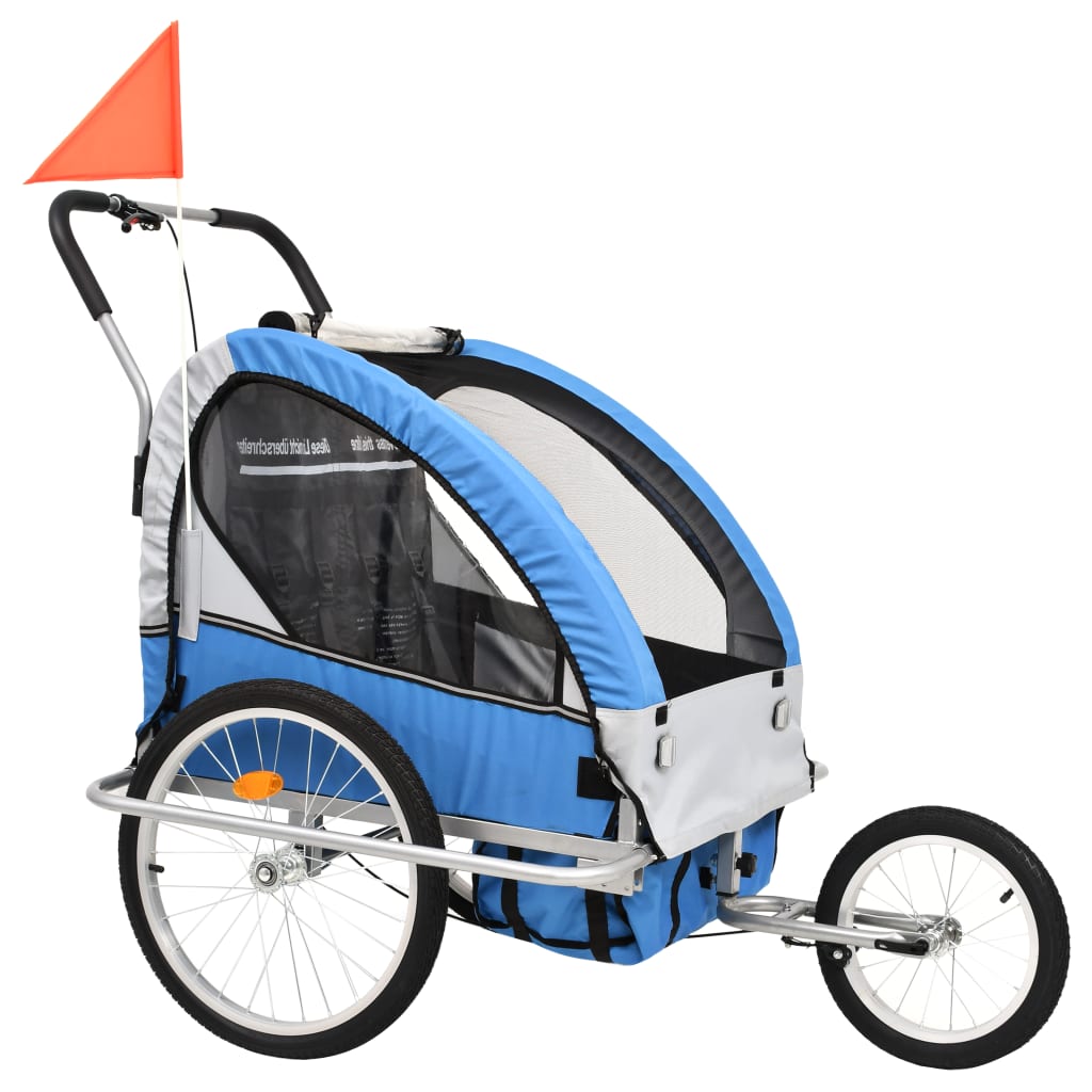 Vidaxl Bicycle Trailer e Pram 2 in 1 blu e grigio