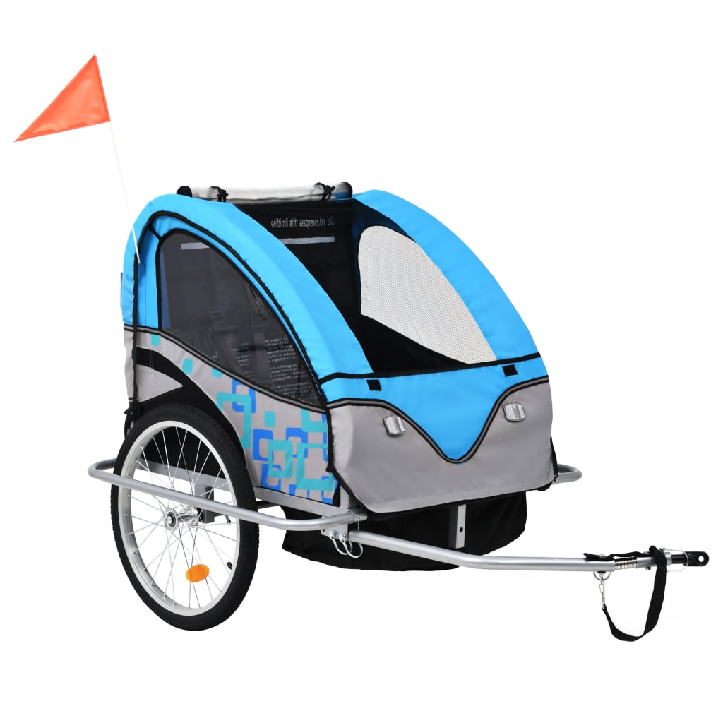 Vidaxl Bicycle Trailer e Pram 2 in 1 blu e grigio