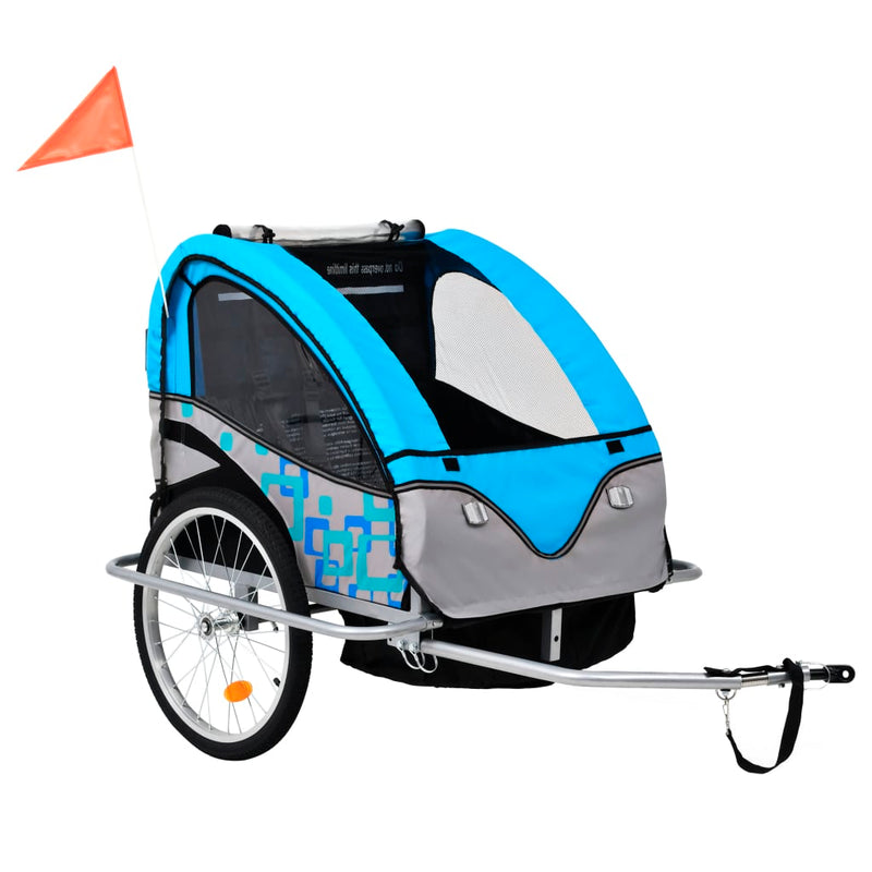 Vidaxl Bicycle Trailer e Pram 2 in 1 blu e grigio