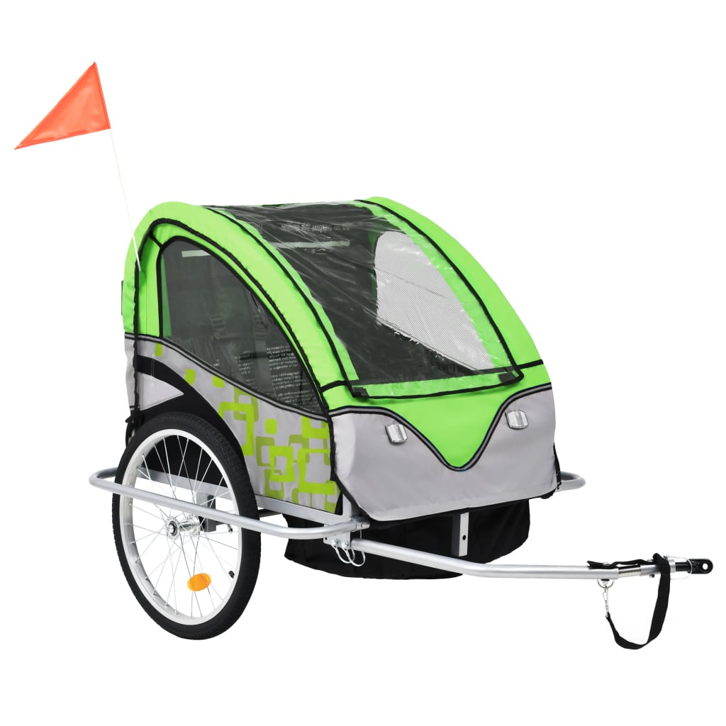 Vidaxl Bicycle Trailer e Pram 2 in 1 verde e grigio