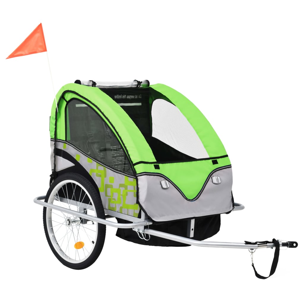 Vidaxl Bicycle Trailer e Pram 2 in 1 verde e grigio