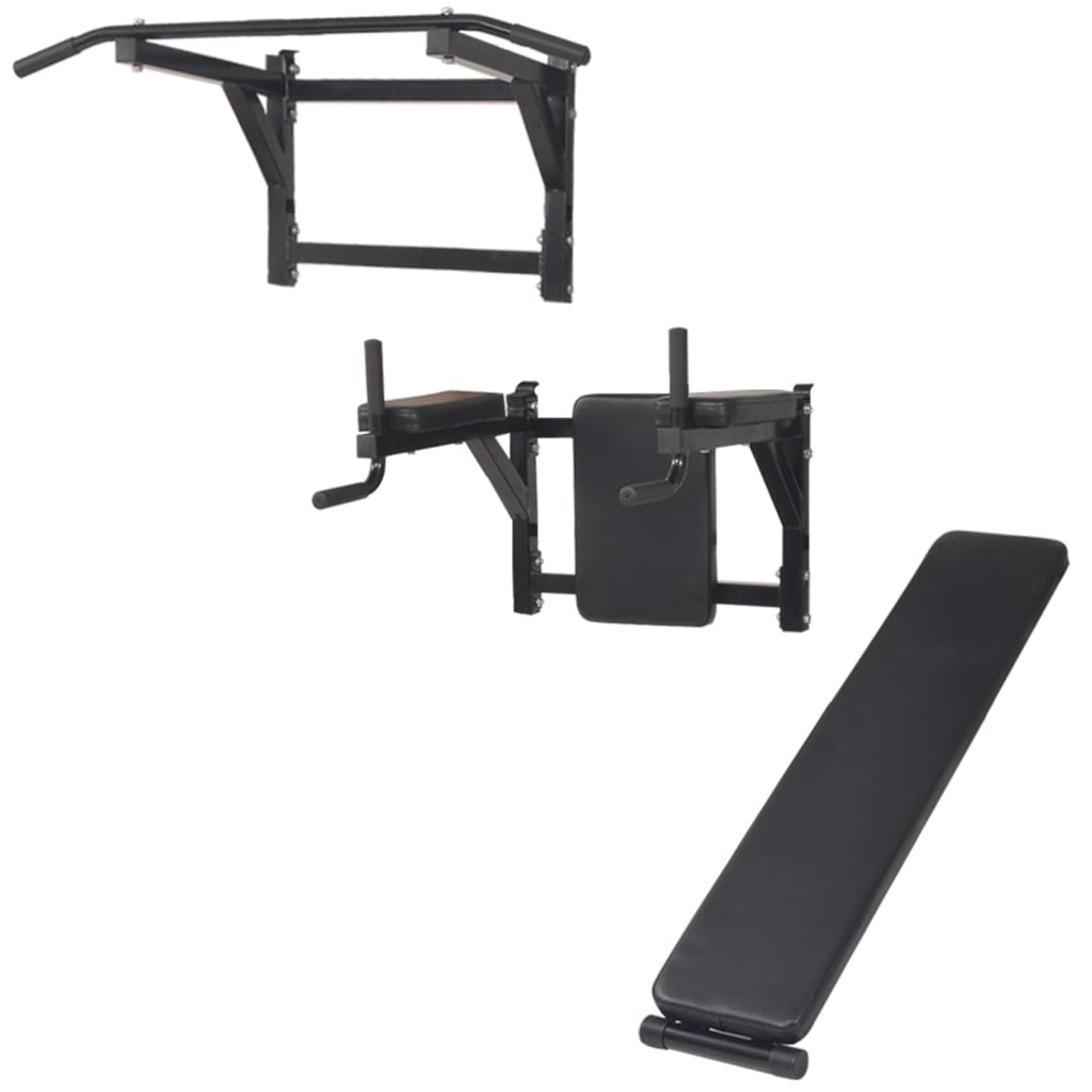 Vidaxl Fitness Device Wall -Black montato