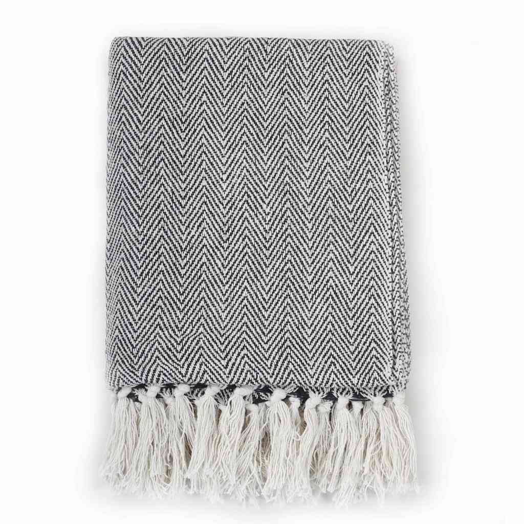 Vidaxl Plaid Herringhina di aringhe 125x150 cm Cotton Navy Blue
