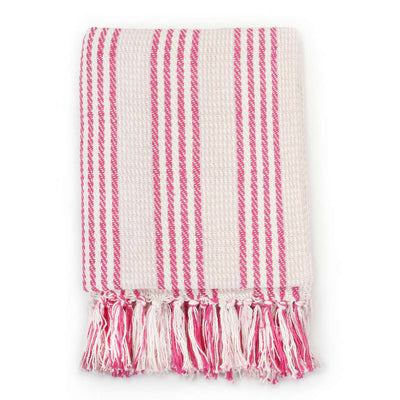 Strisce Plaid Vidaxl 220x250 cm di cotone rosa e bianco