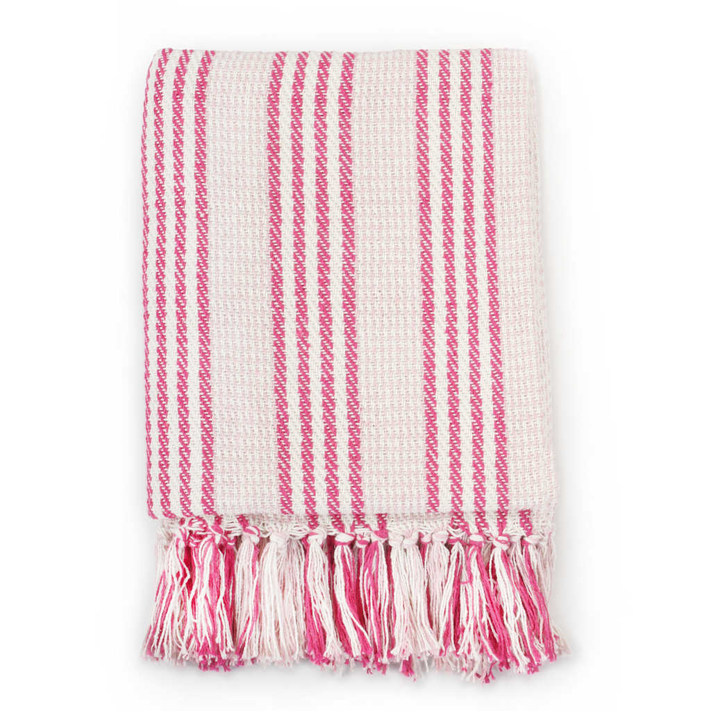 Strisce Plaid Vidaxl 220x250 cm di cotone rosa e bianco