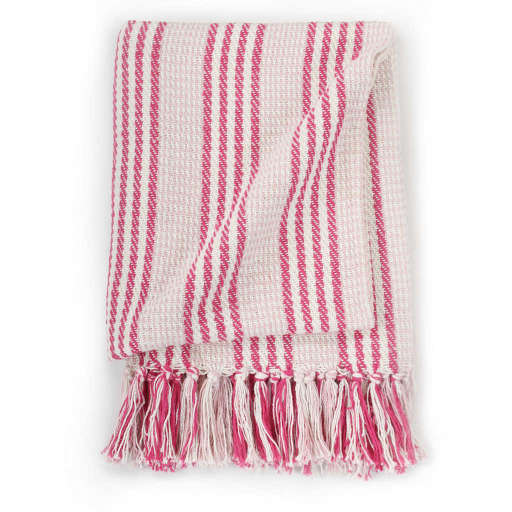 Strisce Plaid Vidaxl 220x250 cm di cotone rosa e bianco