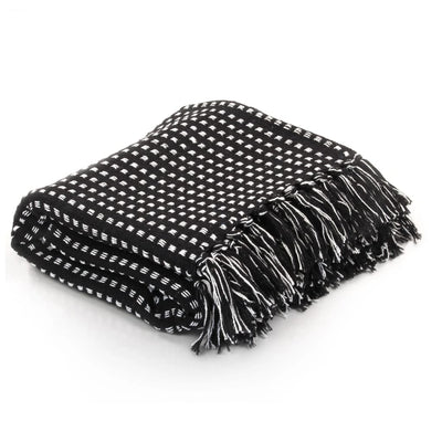 Cuadrados a cuadros de Vidaxl 220x250 cm de algodón negro