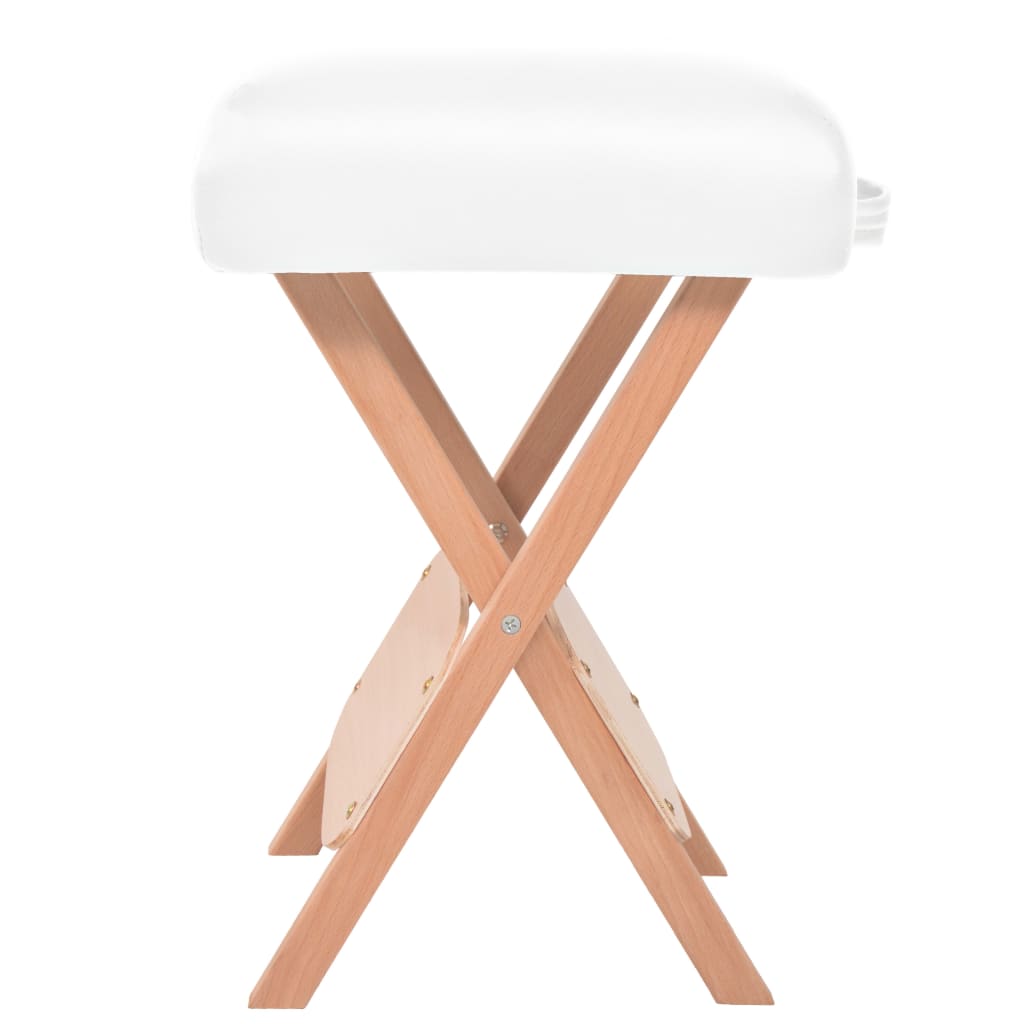 Taburete de masaje Vidaxl con asiento de 12 cm de espesor y 2 bolsadores plegables blancos
