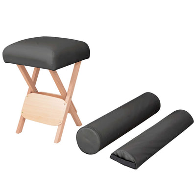 Sgabello di massaggi Vidaxl con sedile spesso 12 cm 2 bulloni pieghevoli neri