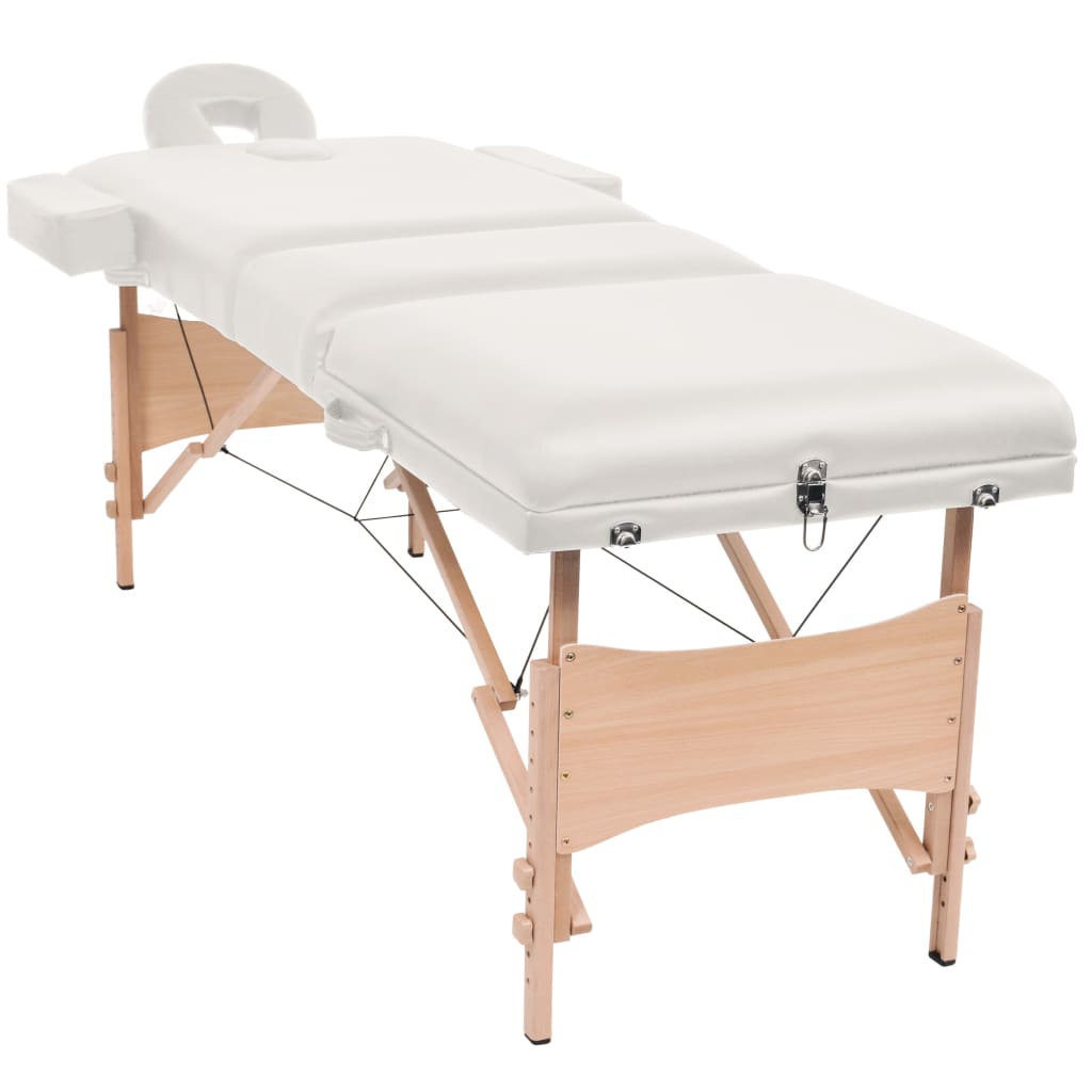 VidaXL Massagetafel inklapbaar 3 zones 10 cm dik wit