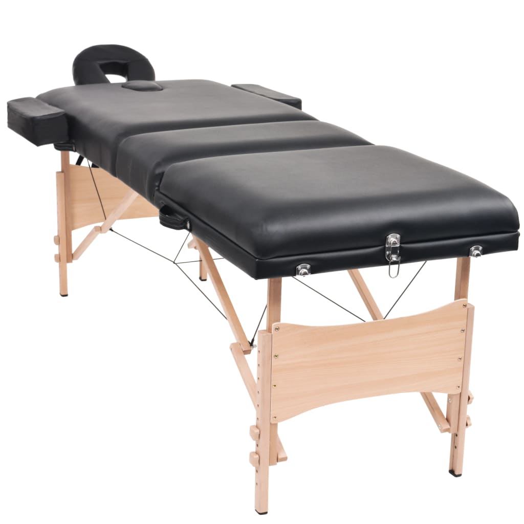 Tavolo da massaggi Vidaxl Crollabile 3 zone 10 cm di spessore nero