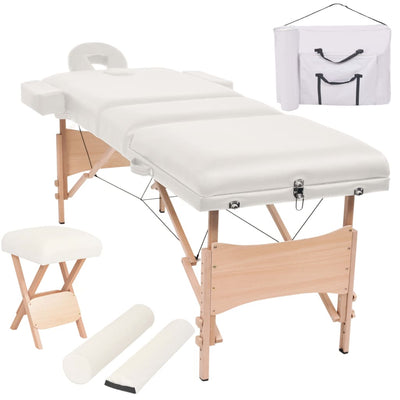 Vidaxl Massage tabletas Bandeo plegable 3 zonas de 10 cm de espesor blanco