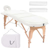 Mesa de masaje Vidaxl plegable 4 cm de espesor con 2 bolsadores ovales blancos