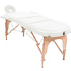 Mesa de masaje Vidaxl plegable 4 cm de espesor con 2 bolsadores ovales blancos