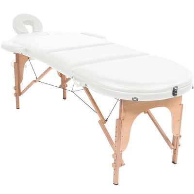 Tabella di massaggi Vidaxl Colpo di spessore 4 cm con 2 bulloni ovali bianchi