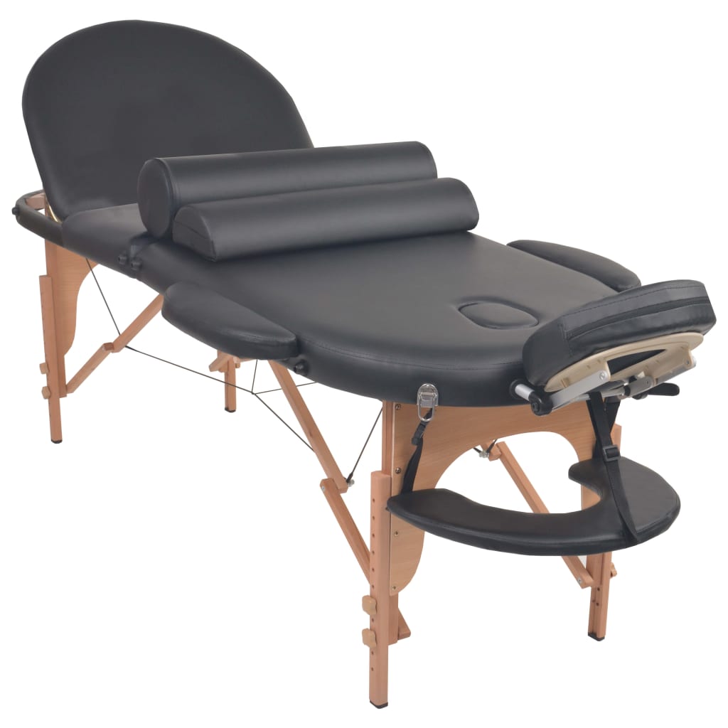 Vidaxl Mesa Massage Plegable 4 cm de espesor con 2 bolsadores Oval Negro