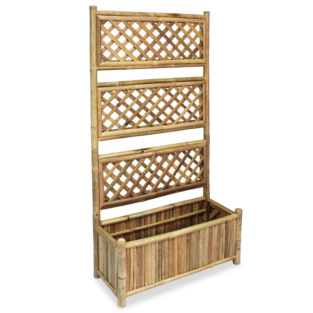 Plantador Vidaxl elevado con rack 70 cm de bambú
