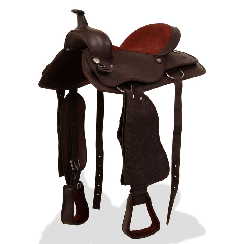 Vidaxl Western Saddle, Bridle e Bright Blast 16 Real Leather Brown