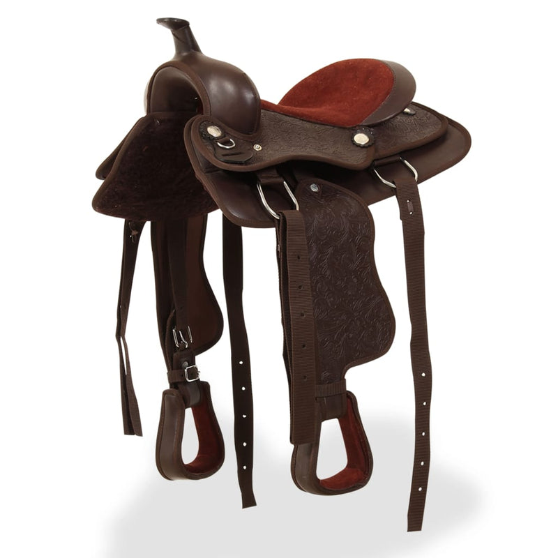 Vidaxl Western Saddle, Bridle e Bright Blast 12 Real Leather Brown