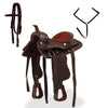 Vidaxl western zadel, hoofdstel en borstriem 12 echt leer bruin