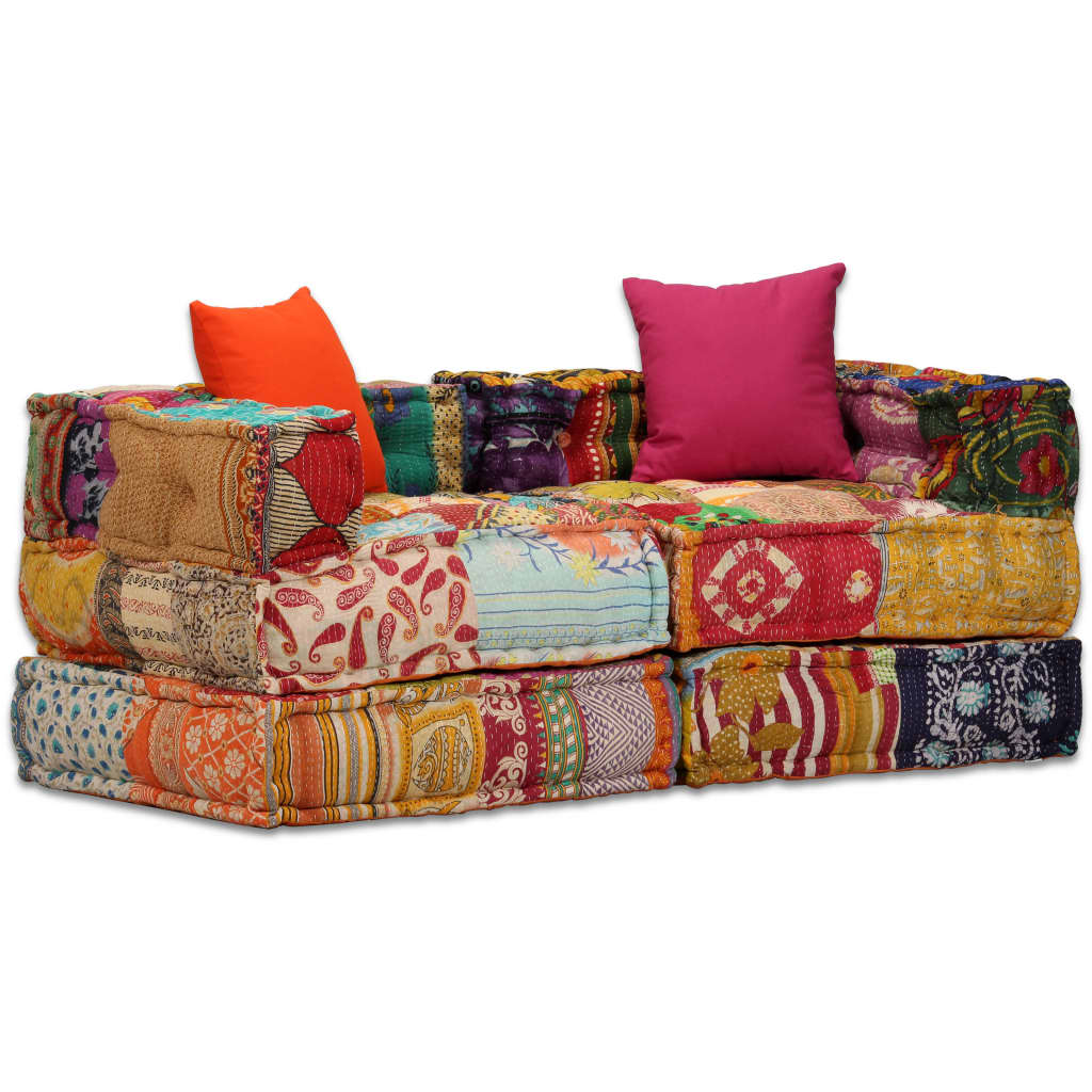 Vidaxl Pouf Tweezits Modular Fabric Patchwork