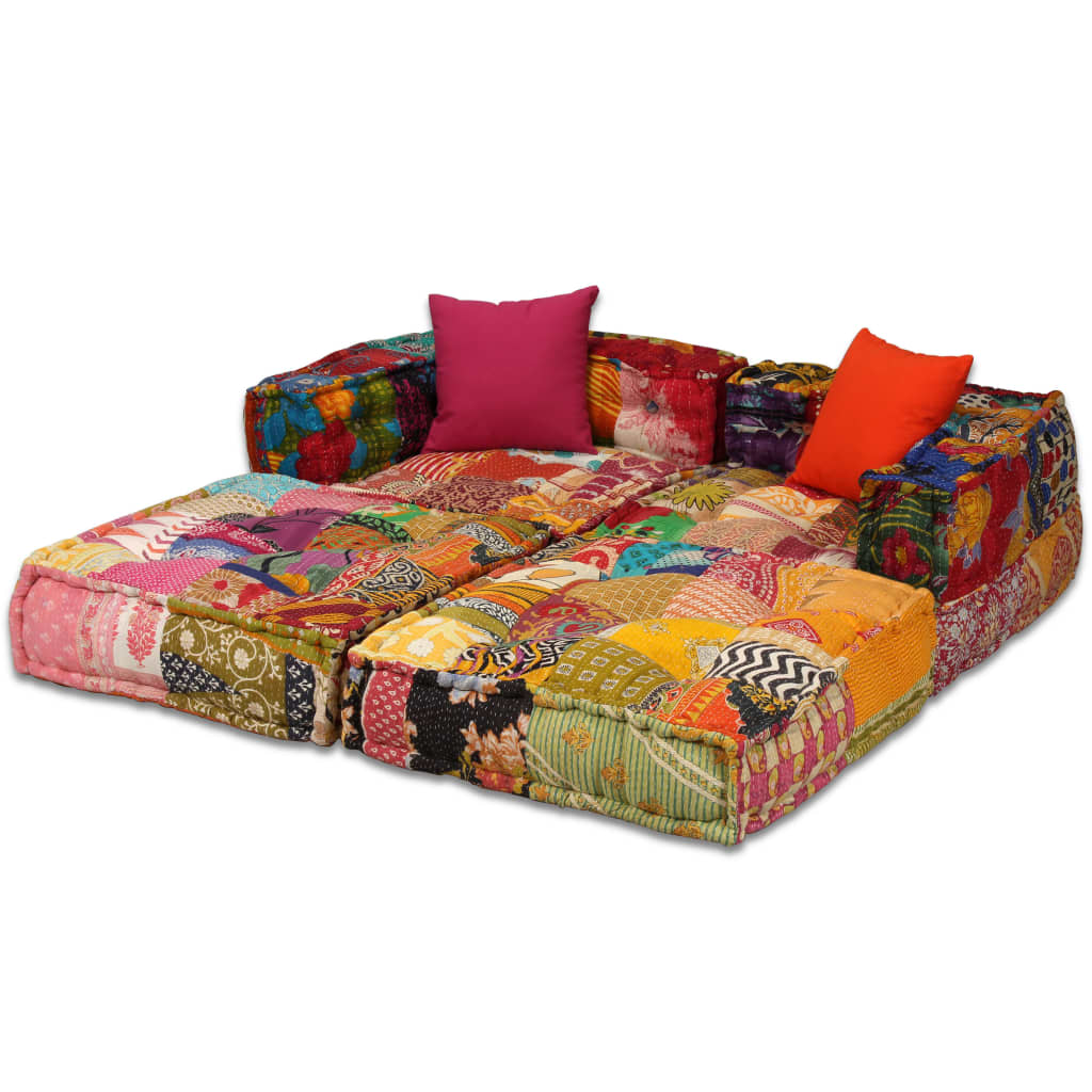 Vidaxl Pouf Tweezits Modular Fabric Patchwork