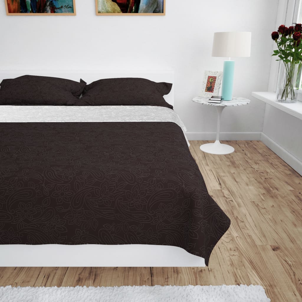 VIDAXL BEDSPREY DOPPIO -Crema trapunta da 170x210 cm e marrone