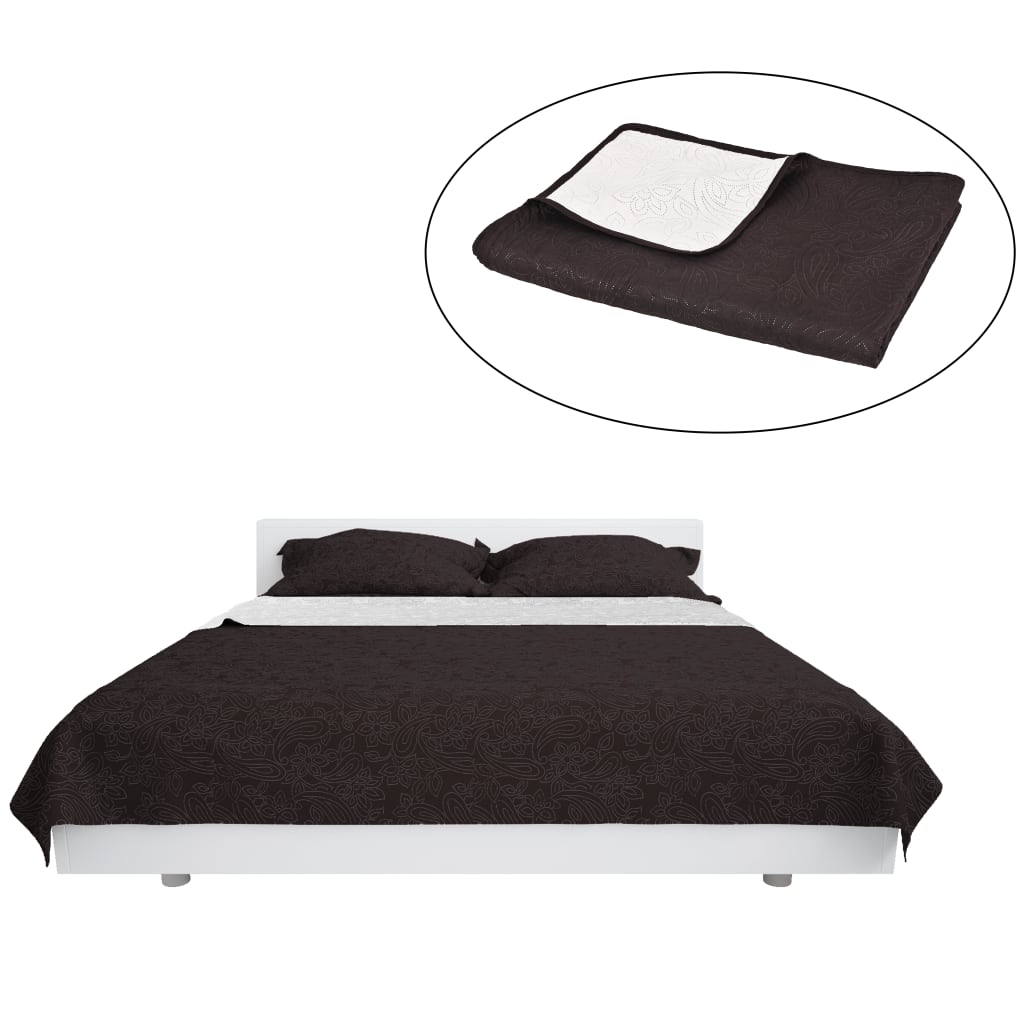 Vidaxl Bedsprey Doble -lado de 230x260 cm Crema de colcha y marrón