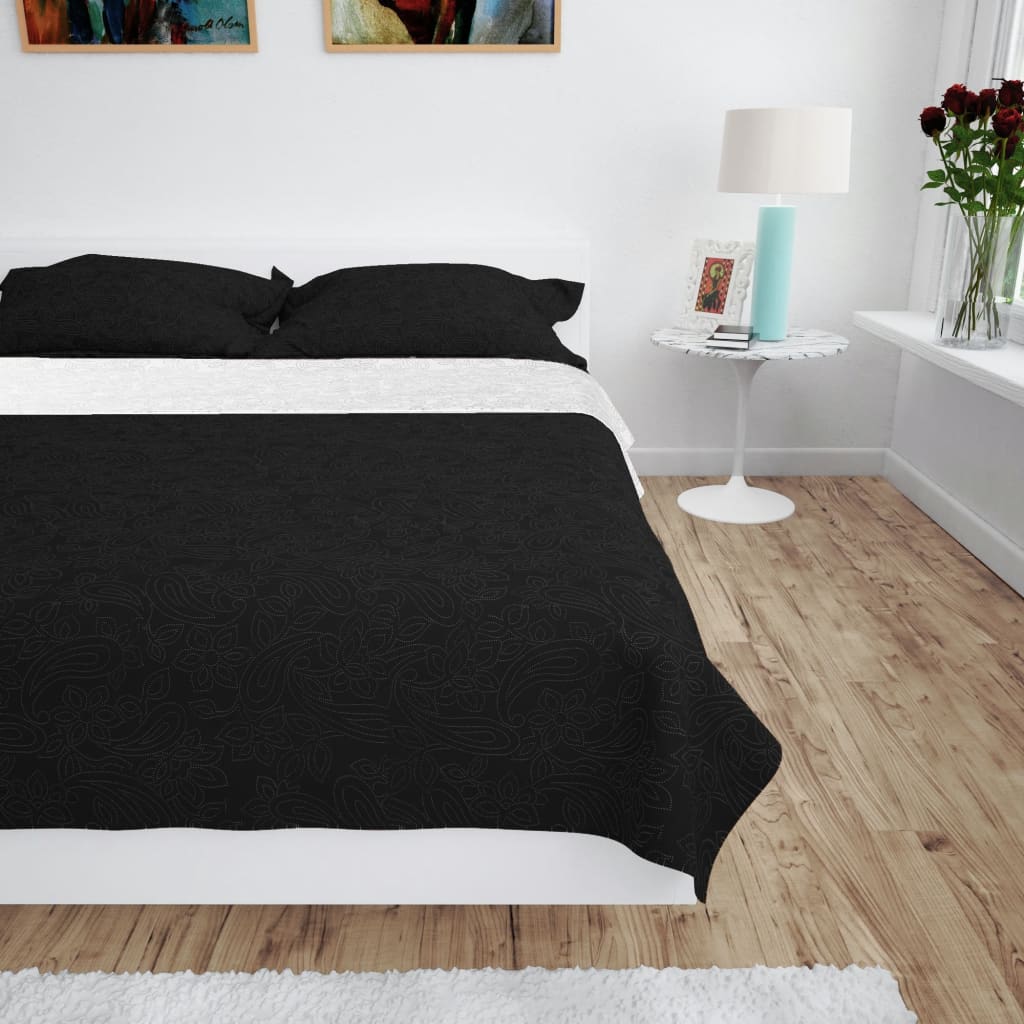 Vidaxl Dedpead doppio -medio da 170x210 cm trapunta in bianco e nero