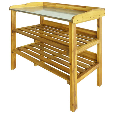 Vidaxl Botto tavolo con 2 ripiani acaciahout solido e zinco