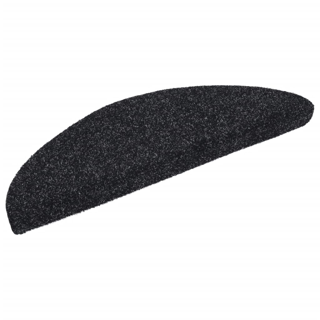 Vidaxl trapmatten zelfklevend 15 stuks 56x17x3 cm zwart halfrond