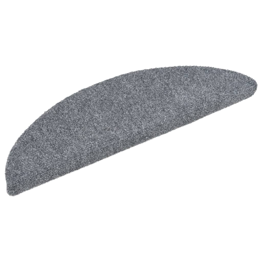 Vidaxl trapmatten zelfklevend 15 stuks 56x17x3 cm lichtgrijs halfrond