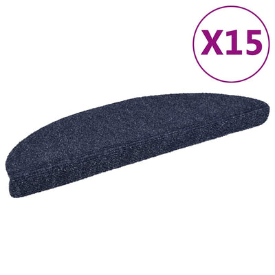 Vidaxl Stair Mat Auto -Adhesivo 56x17x3 CM Aguja de fieltro Azul 15 PCS