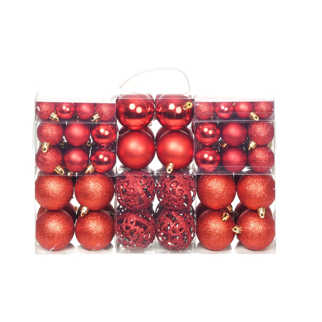 Vidaxl 100-delige kerstballenset 3 4 6 cm rood
