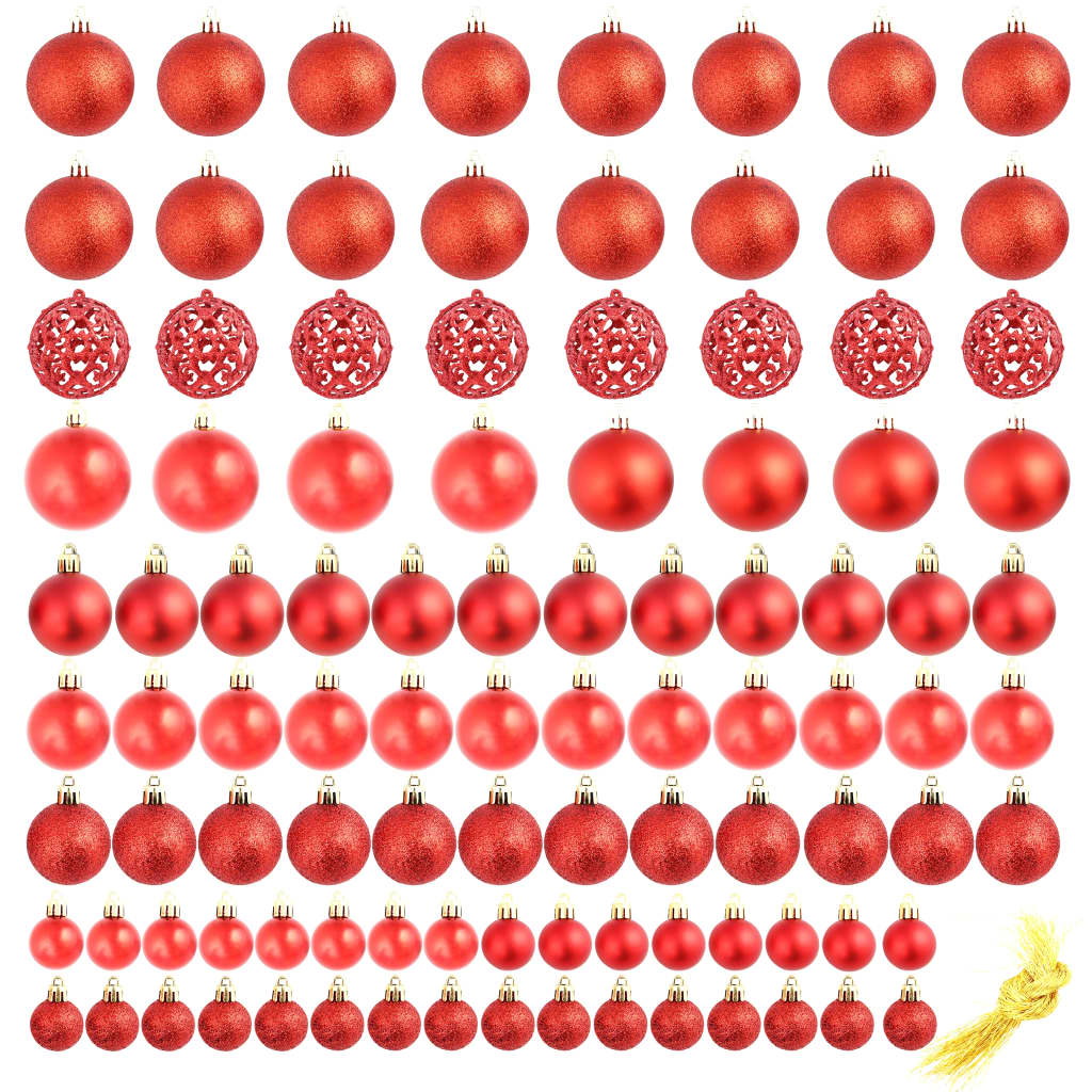 Vidaxl 100-delige kerstballenset 3 4 6 cm rood