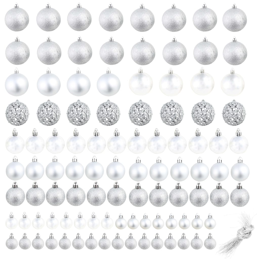 Vidaxl Set di palline di Natale da 100 pezzi 3 4 6 cm di colore argento