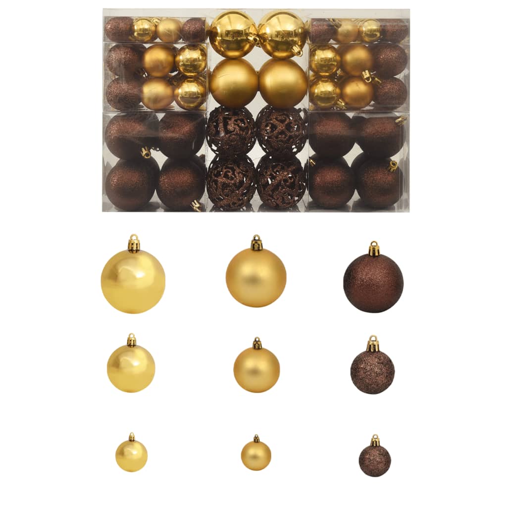 Vidaxl Juego de bolas de Navidad de 100 piezas 3 4 6 cm de color bronce marrón dorado