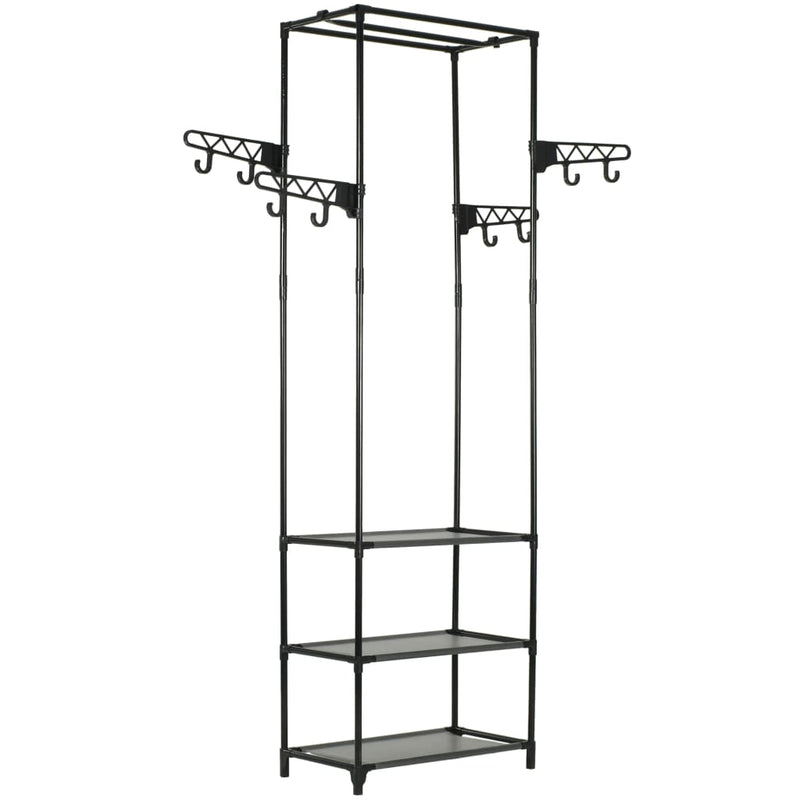 Rack per abbigliamento Vidaxl 55x28.5x175 cm in acciaio e tessuto scoperto nero