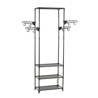 Vidaxl Ropa Rack 55x28.5x175 cm de acero y tela descubierta negra