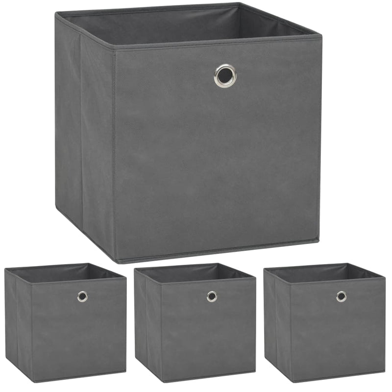 Cajas de almacenamiento de Vidaxl 4 PCS 32X32X32 CM Fabric no tejida gris