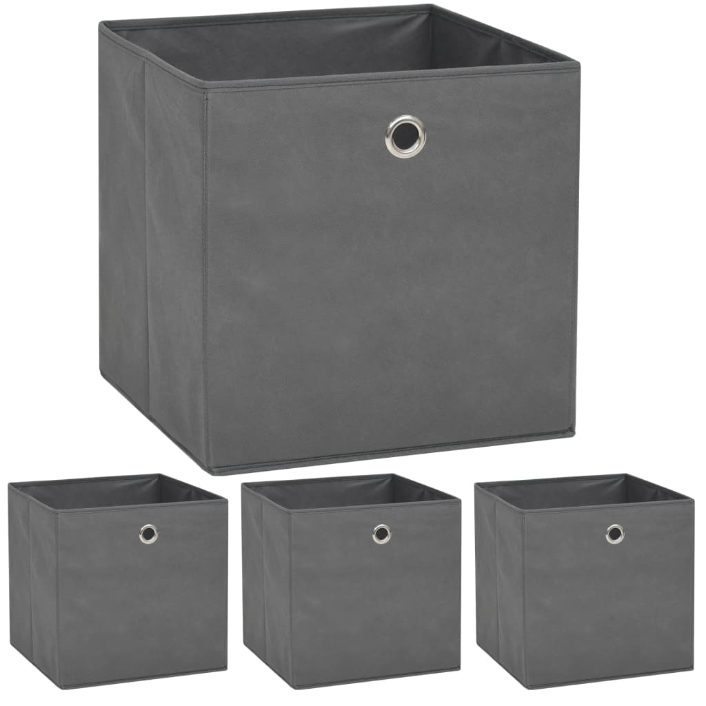 Cajas de almacenamiento de Vidaxl 4 PCS 32X32X32 CM Fabric no tejida gris