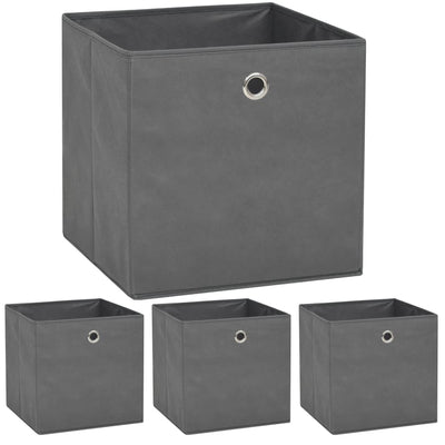 Cajas de almacenamiento de Vidaxl 4 PCS 32X32X32 CM Fabric no tejida gris