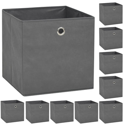 Cajas de almacenamiento de Vidaxl 10 PCS 32X32X32 CM Gray de tela no tejida