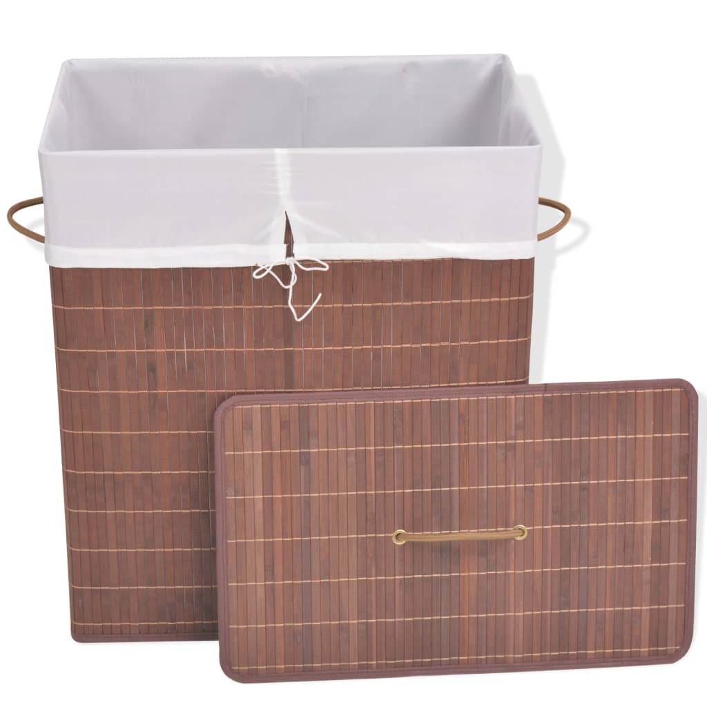 VidaXL cesto para la ropa rectangular bambú marrón