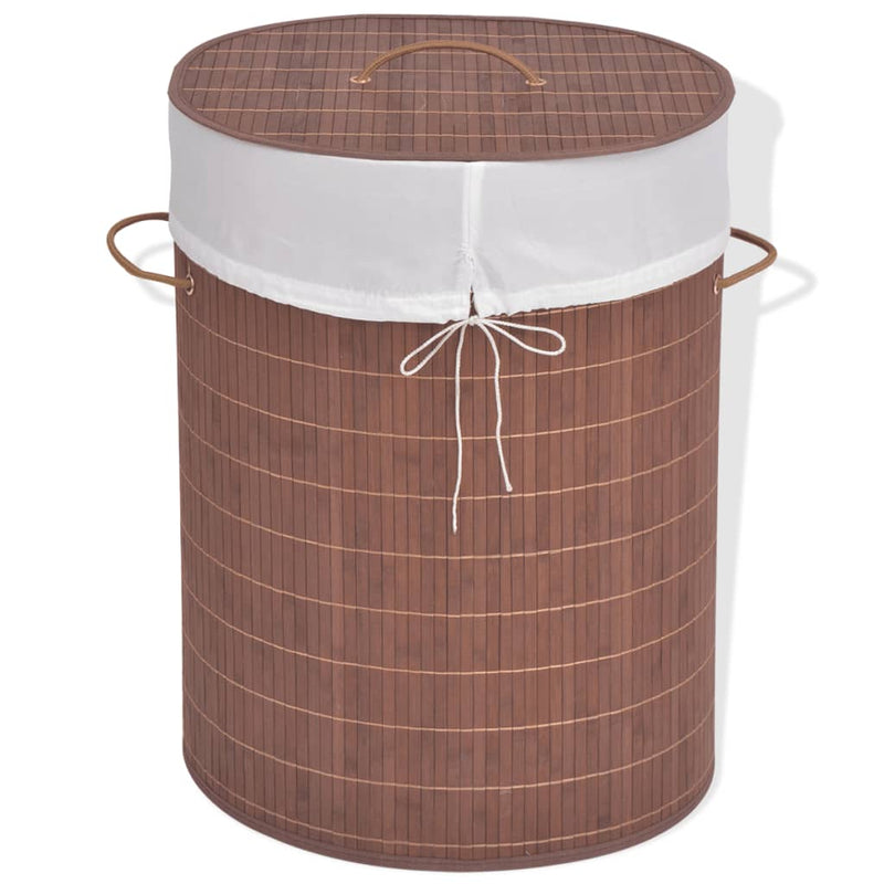 Vidaxl Lavaundry Basket Oval Bamboo Brown
