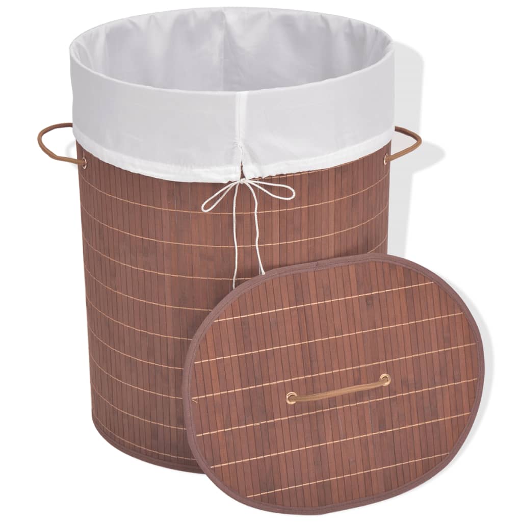 Vidaxl Lavaundry Basket Oval Bamboo Brown