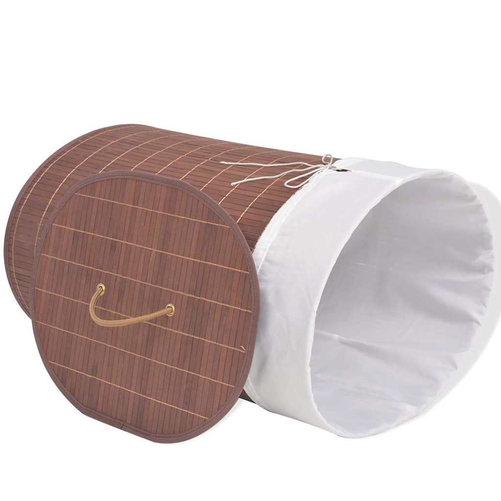 Vidaxl Lavaundry Basket Oval Bamboo Brown