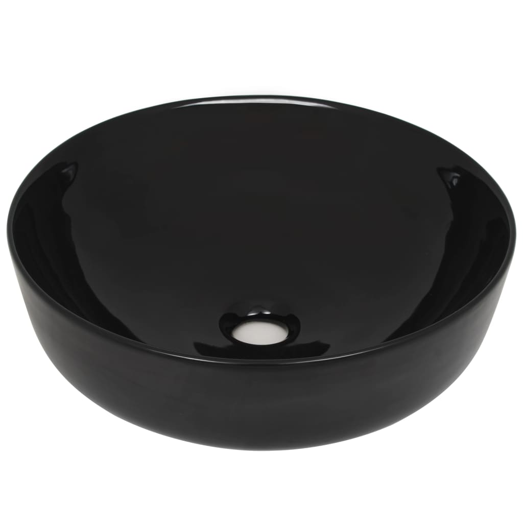Vidaxl Washbasin Round 41.5x13.5 cm Black in ceramica